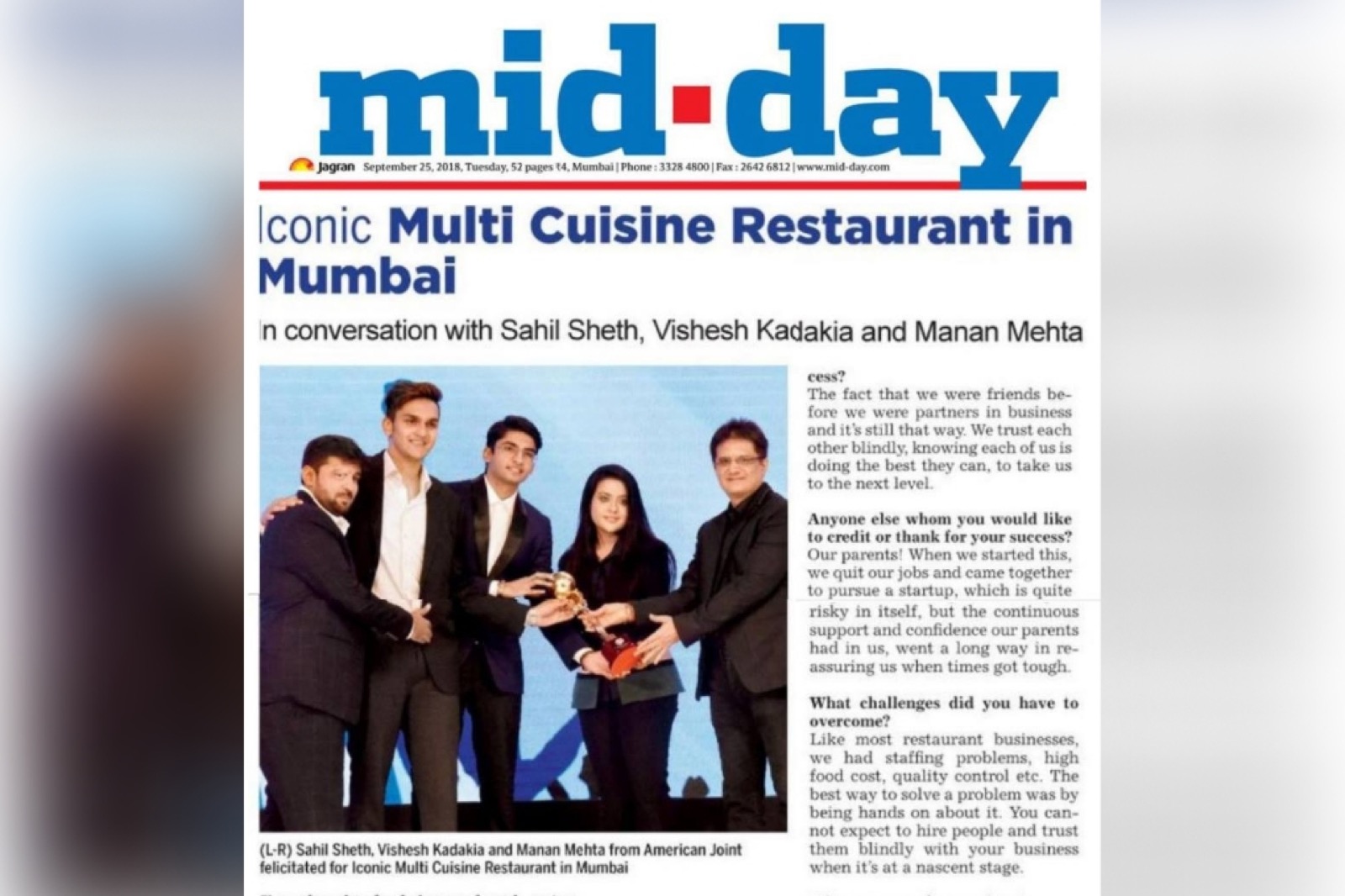 mid-day newspaper feature naming Manan Mehta