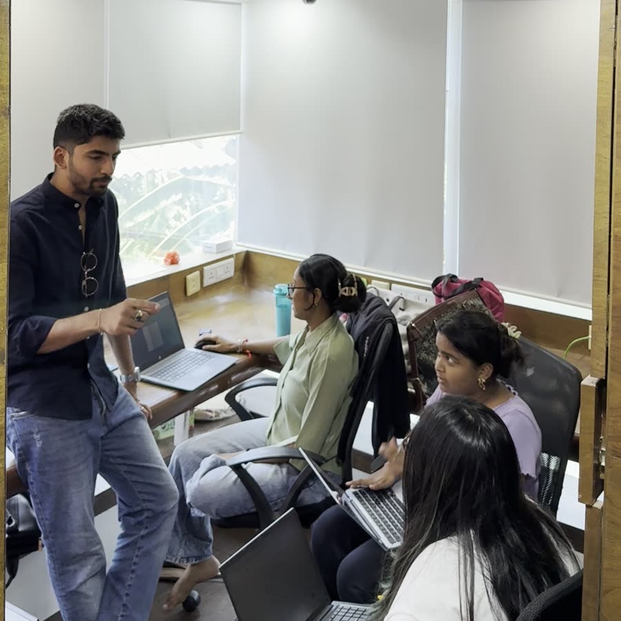 Manan Mehta going through the week with the team at the MarketinCrew office